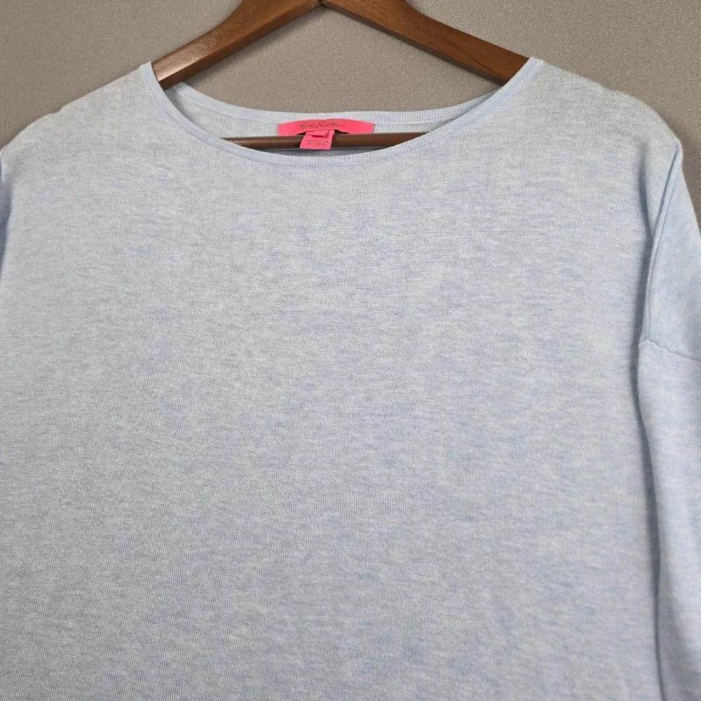 Lilly Pulitzer Marilina Tunic Sweater Womens Small Light Blue Metallic Preppy